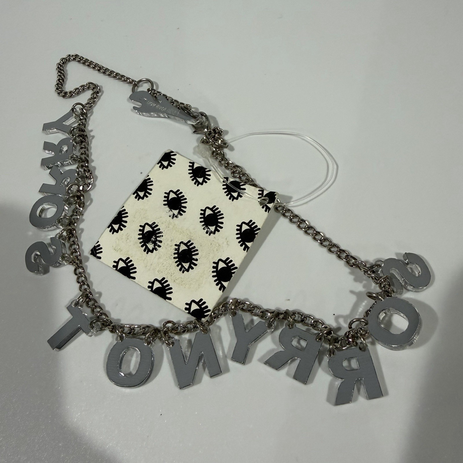 I Still Love You ISLY NYC Sorry Not Sorry Rare Silver Laser Cut Letter Necklace