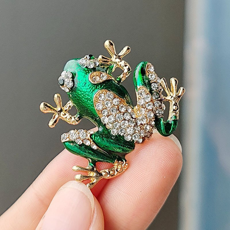 Fashion Lovely Crystal Rhinestone Frog Brooch Pin Women Sweater Badge Jewelry
