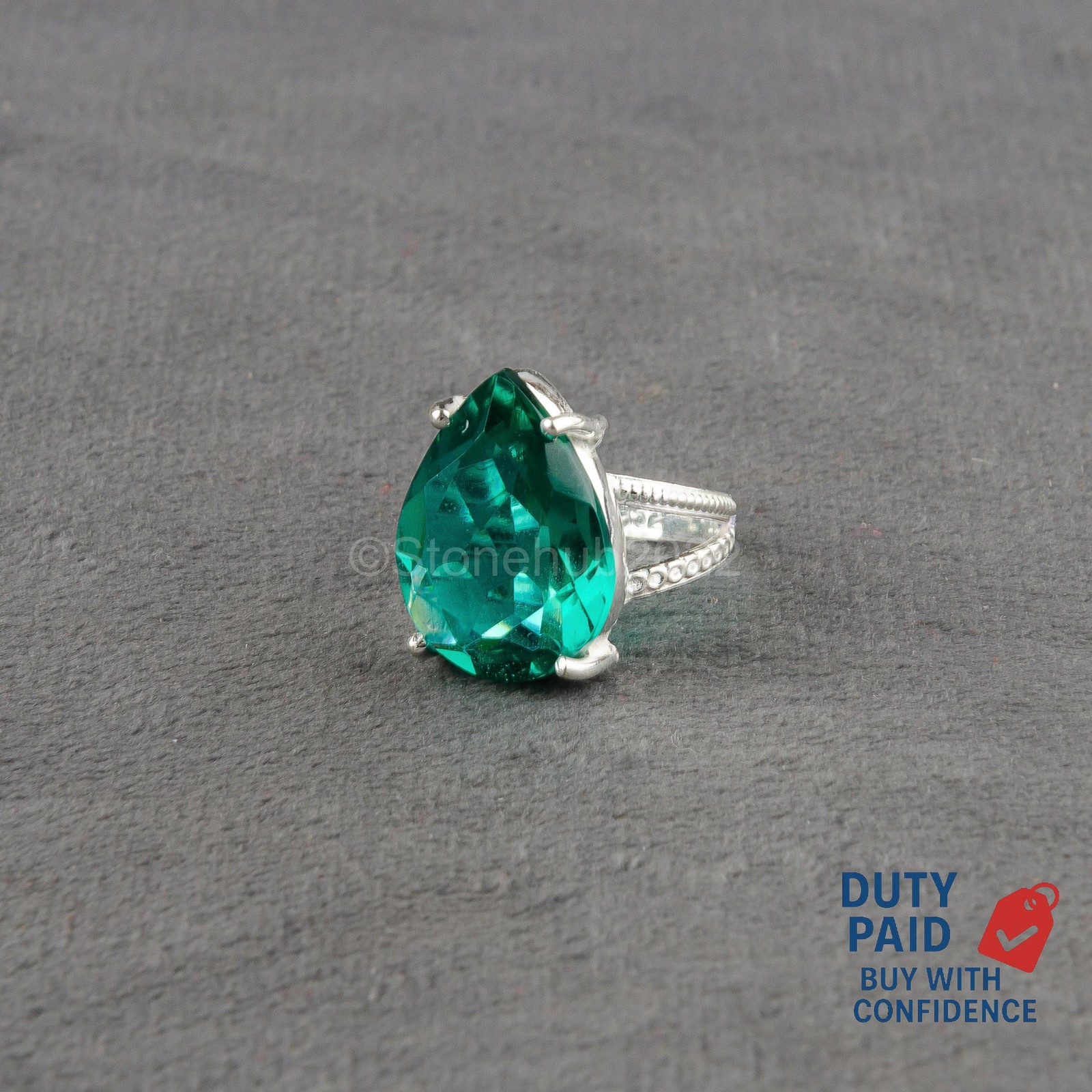 PEAR APATITE Promise Channel Set Band Statement Ring Size 6.5 Sterling Silver