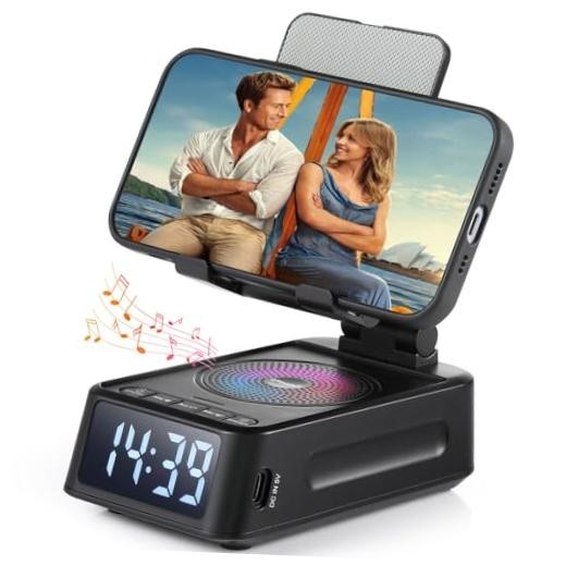 Gifts for Men Women, Phone Stand with Bluetooth Speaker&Clock, Birthday Gifts