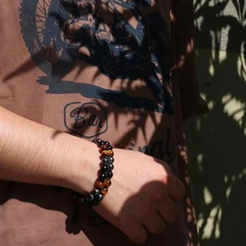 Men 8mm Beads Bracelet Triple Protection Black Obsidian Hematite Bracelet