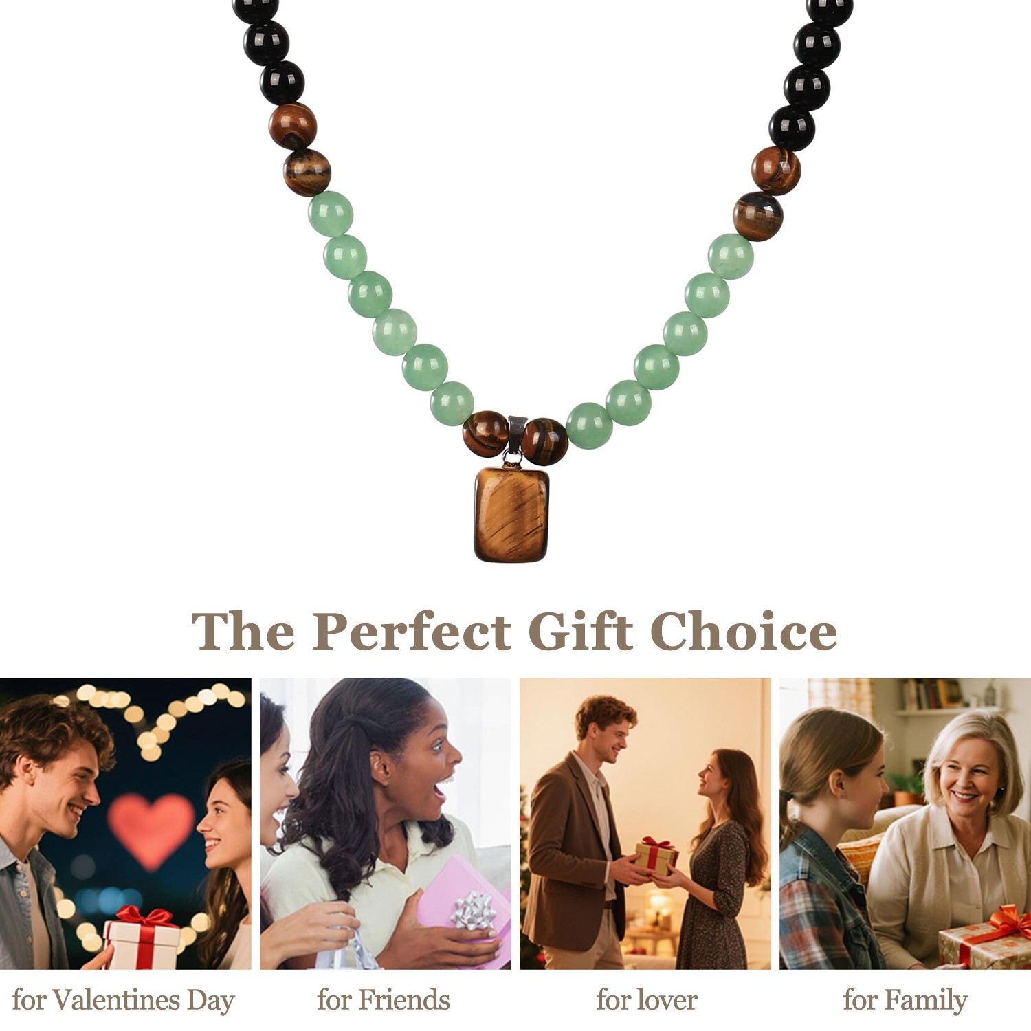Money Attraction Necklace & Tiger Eye Pendant Healing Crystal Stone Jewelry Gift