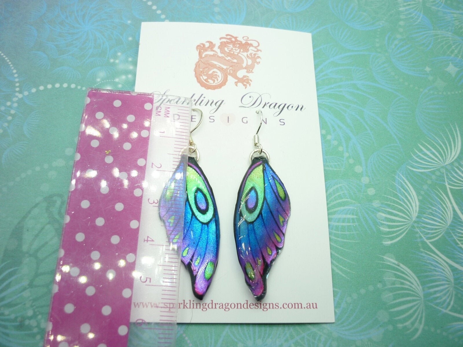 Butterfly Wing Earrings Blue Purple Green Fairy Jewellery, Fun Gift for her
