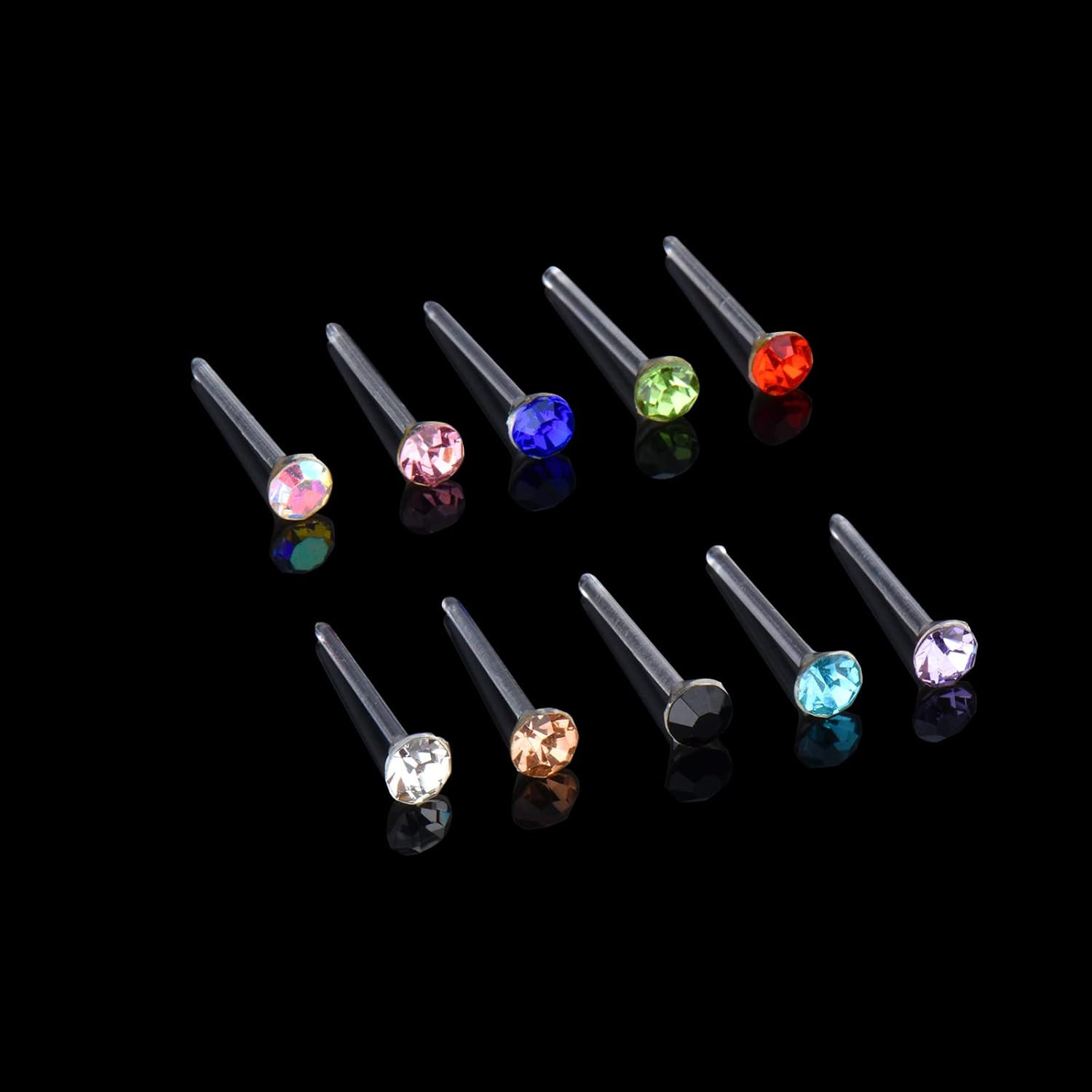 Plastic Earrings, 80pcs Colorful Cubic Zirconia Stud Earrings for Women, Medical