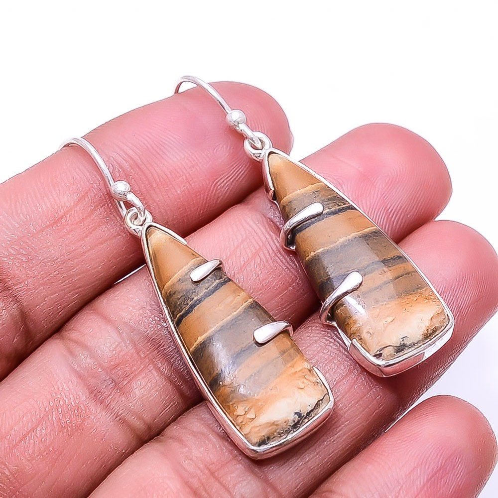 Natural Picture Jasper 925 Sterling Silver Earring 1.76″ E68, Christmas Gift