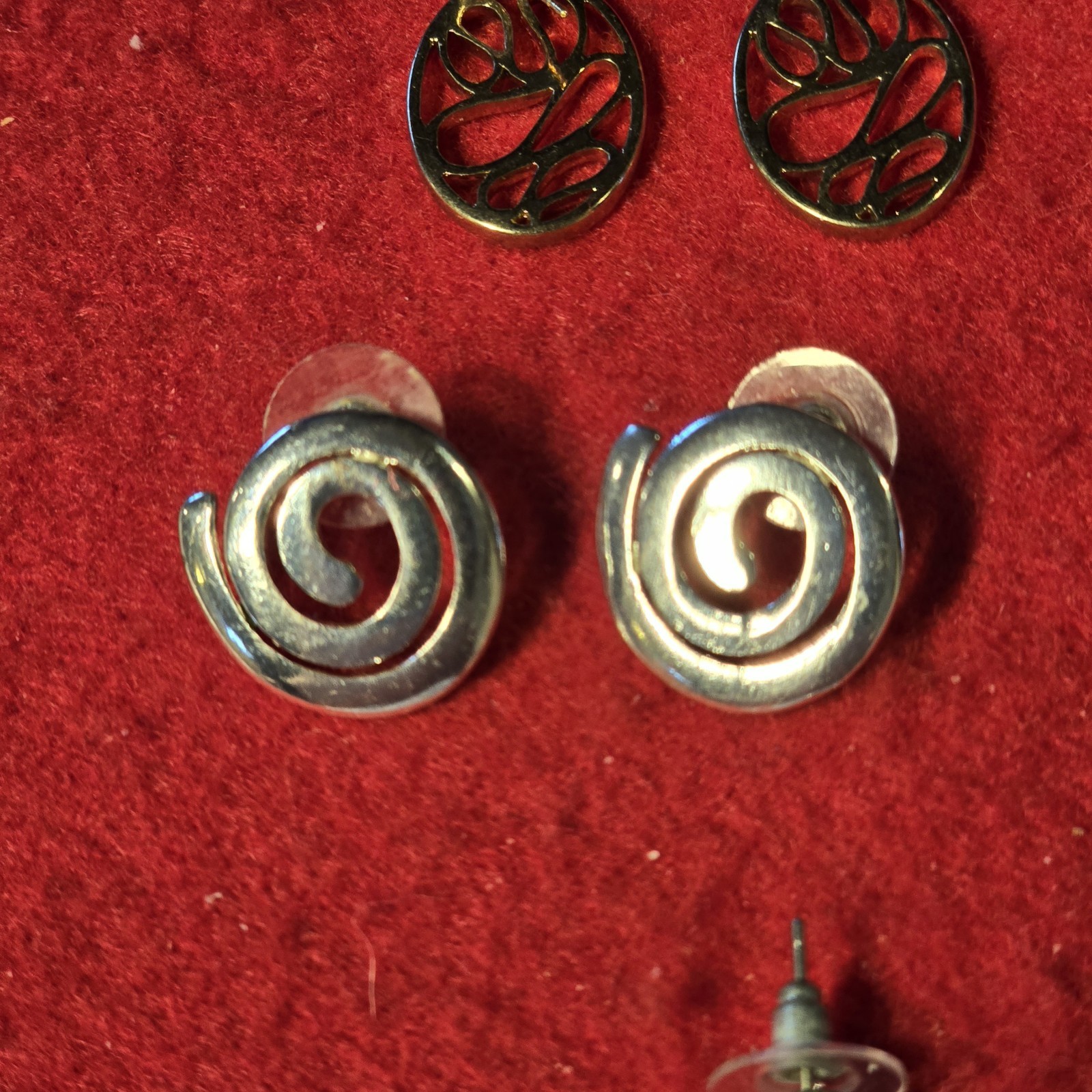 Lot of 8 Pair Stud Earrings Hearts Butterflies Rhinestone Spiral Mixed Styles