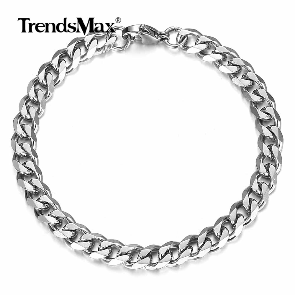 7/11MM Mens Chain Silver Stainless Steel Curb Link Necklace Bracelet 7-36″