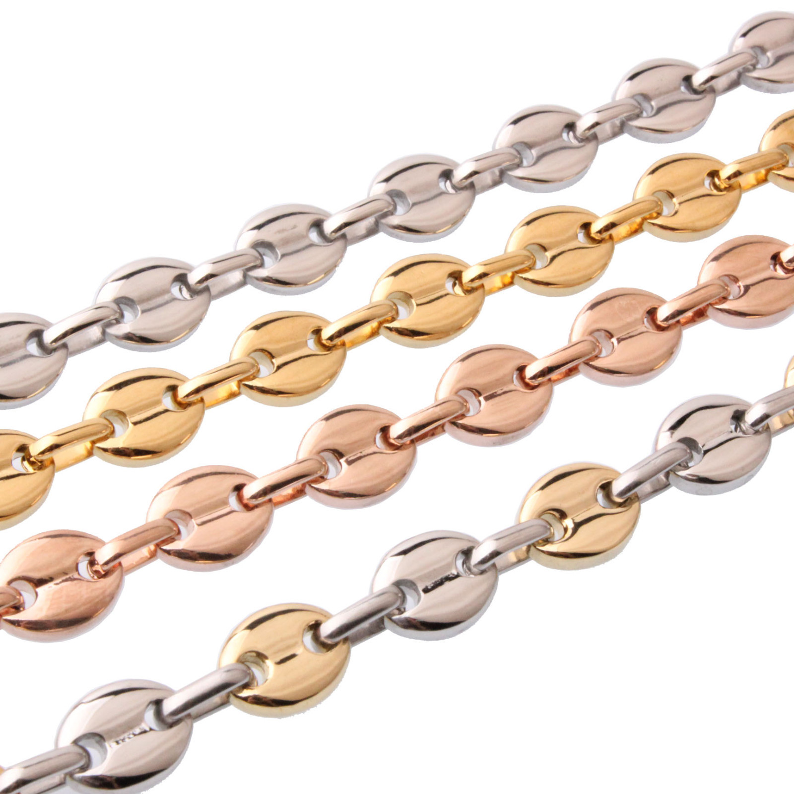 Multi-color 7″-40″ Women Men’s Chain Stainless Steel Coffee Beads Link Necklace