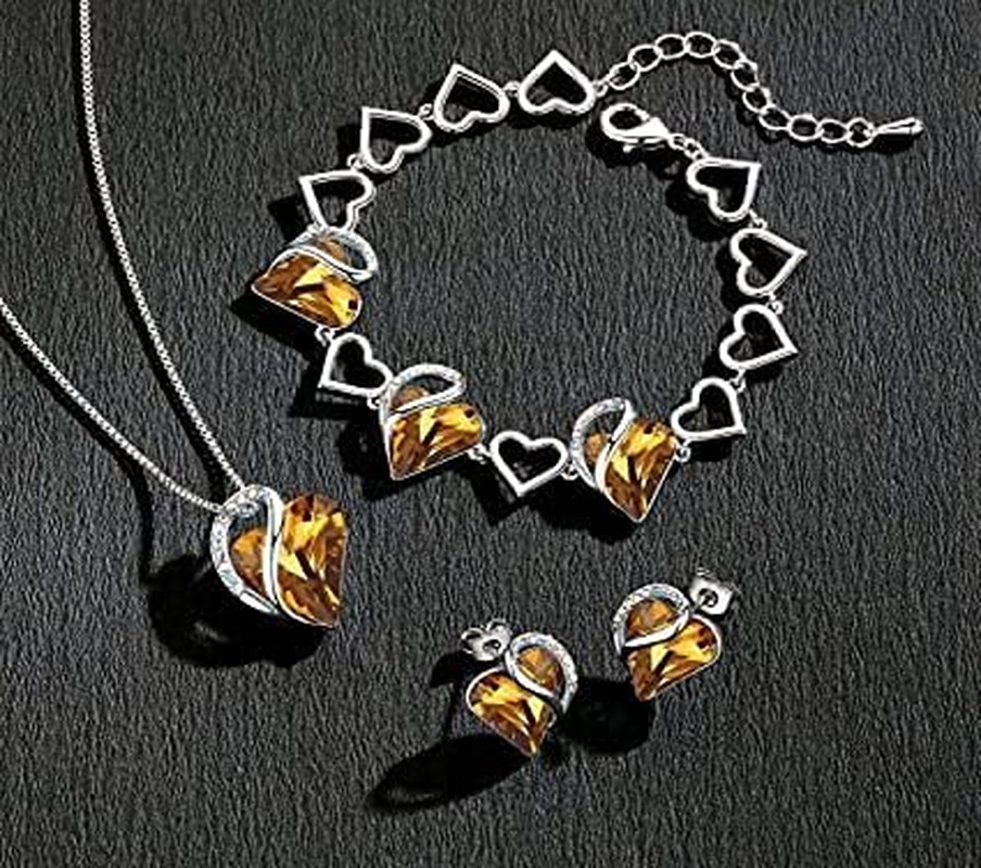 Gift Necklaces for Women, Infinity Love Birthstone Heart Crystal Pendant, Birthd