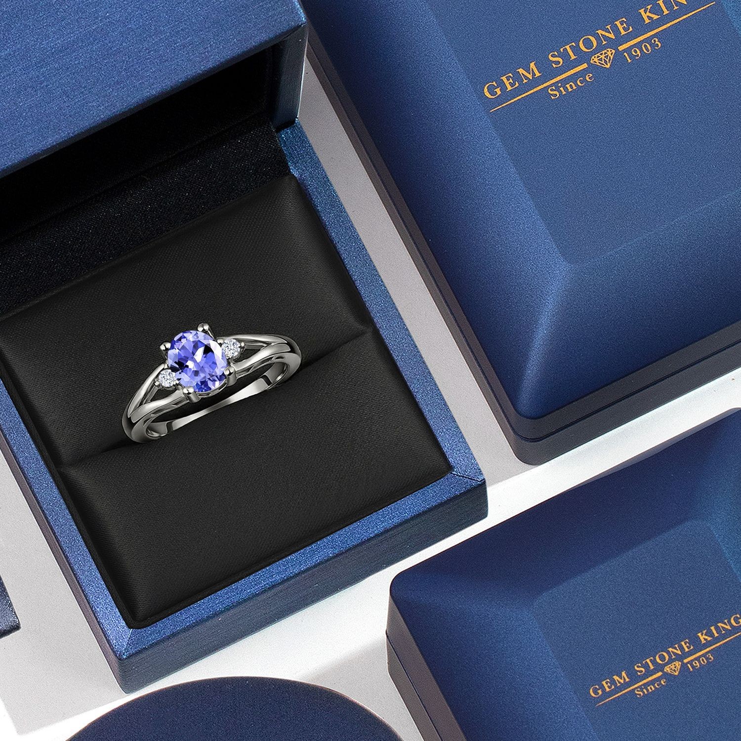 925 Sterling Silver Gemstone Birthstone 3-Stone Engagement Ring for Women |
