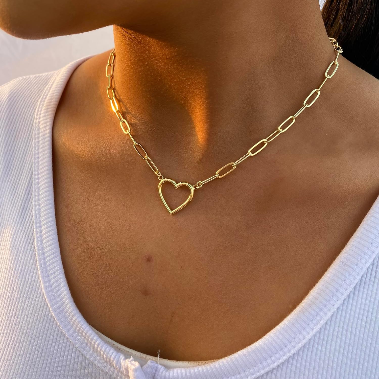 Dainty Gold Necklace for Women 14K Gold Plated Necklaces for Her Delicate Love H