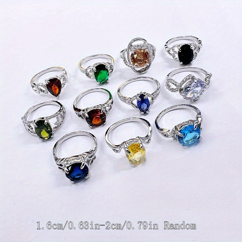 25/50Pcs Wholesale Colorful Crystal Mixed Ring Bulk Finger Band Ring Jewelry Lot