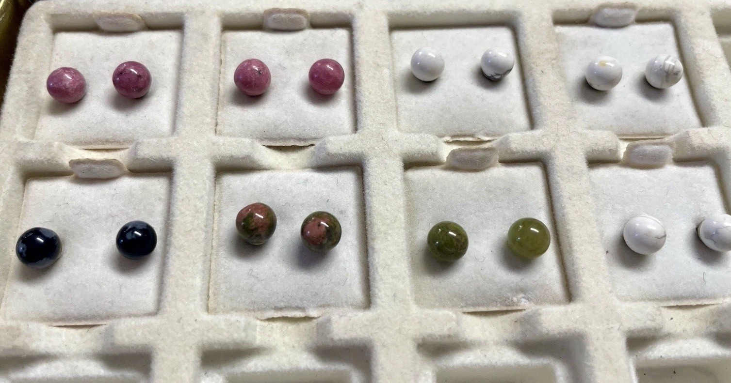 Semi Precious Stone 3 Mm Round Surgical Steel Post Earrings