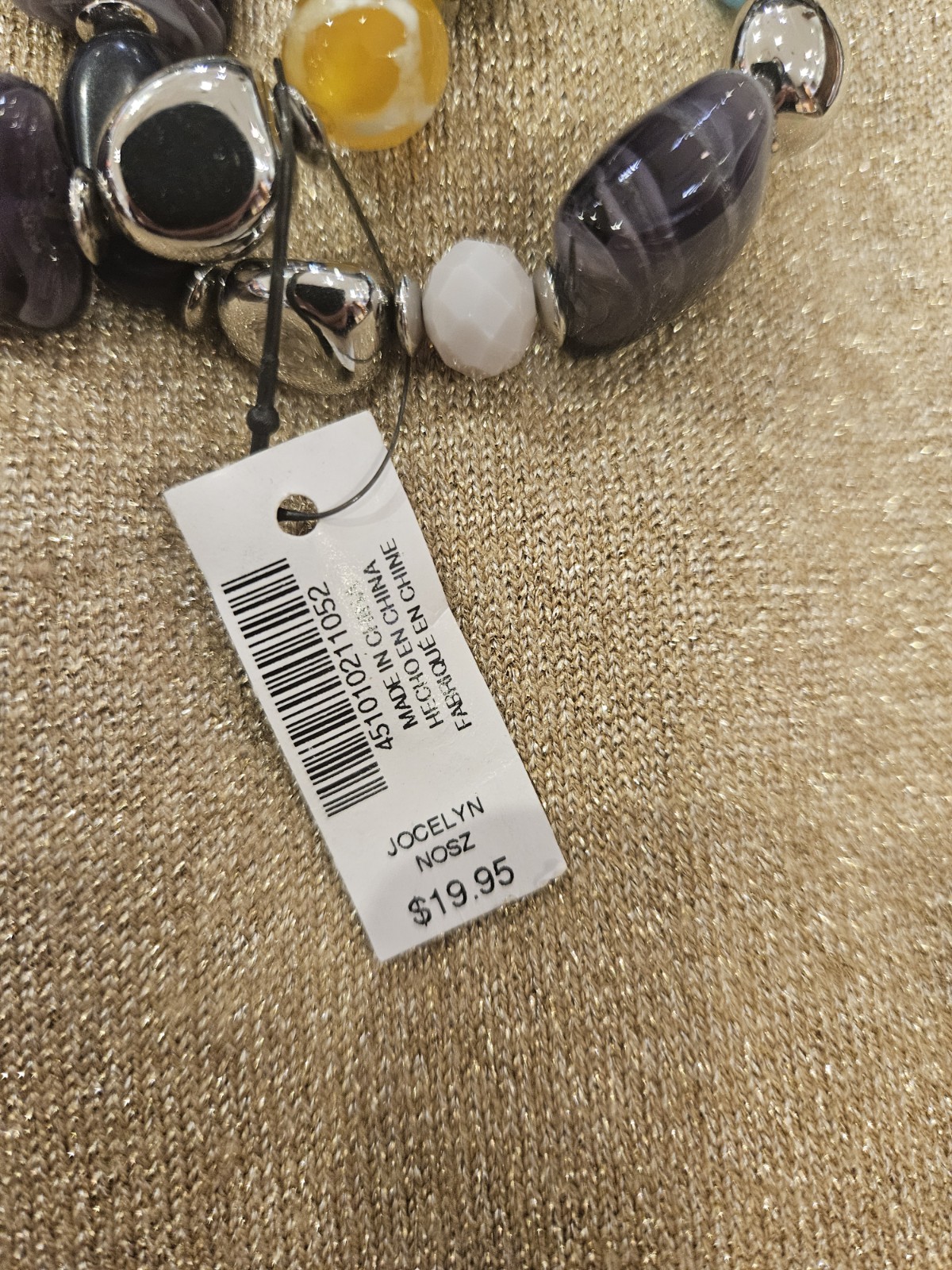 Chico’s Stretch Multi Bead Bracelet NWT Silver Tone Adjustable