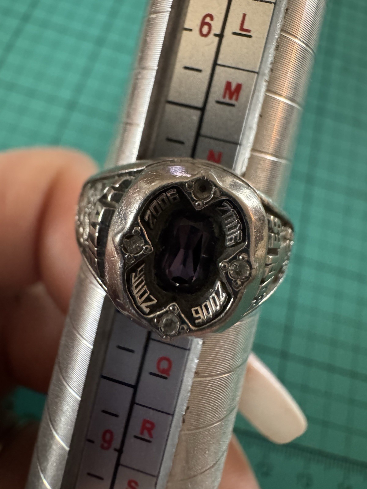 2006 Silver Purple And Clear Stone Class Ring Festering 4×4 Truck Missing Stone