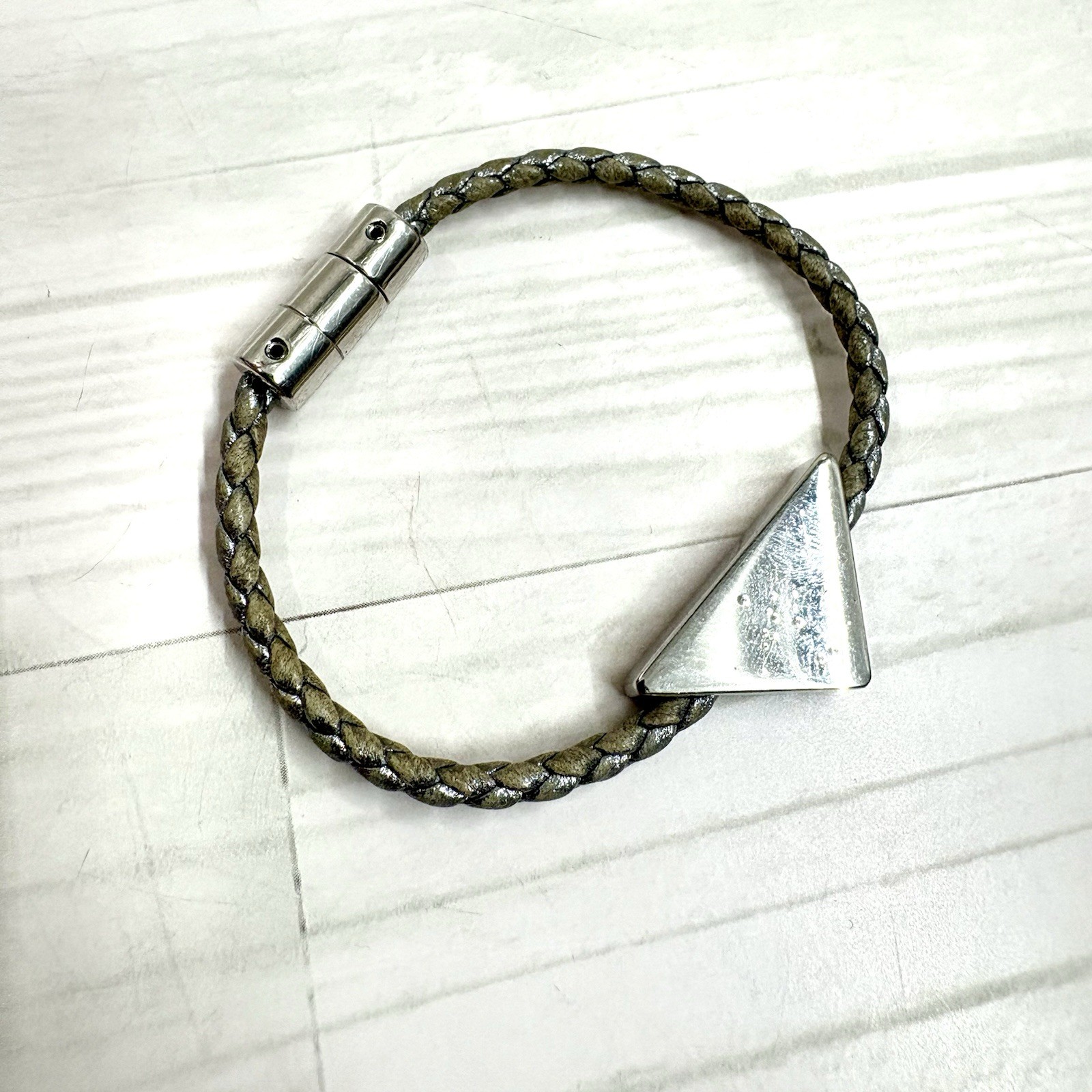 Prada 1IB350 Nappa Leather Bracelet Triangle Logo Authentic
