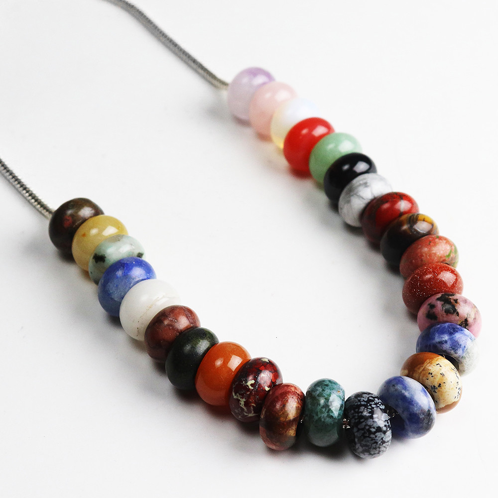 Natural Gemstones Rondelle Spacer Big Hole Charm Beads for European Bracelet New