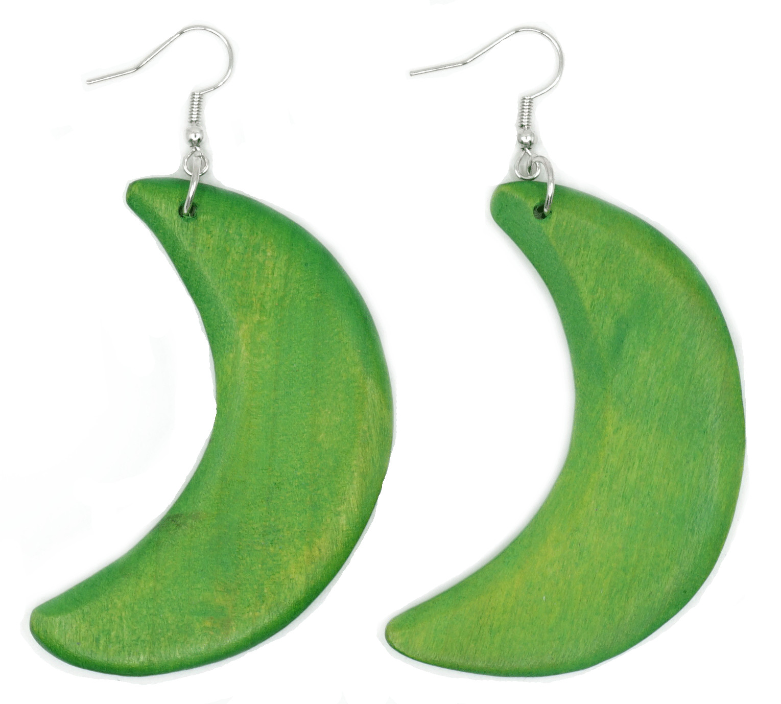 TB Crescent Moon Wood Natural Multi-Color Fashion Jewelry Long Dangle Earrings
