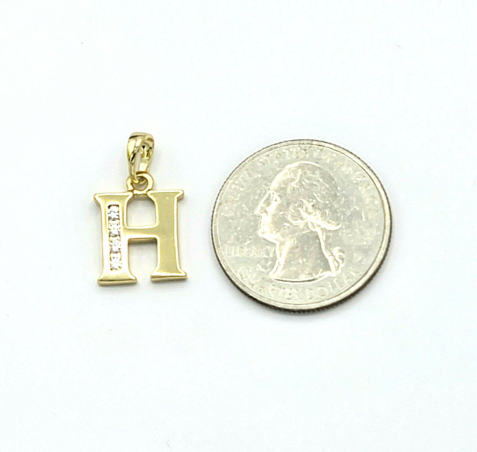 14K Gold Plated Initial Letter Name Pendant Necklace with Chain. Oro Laminado