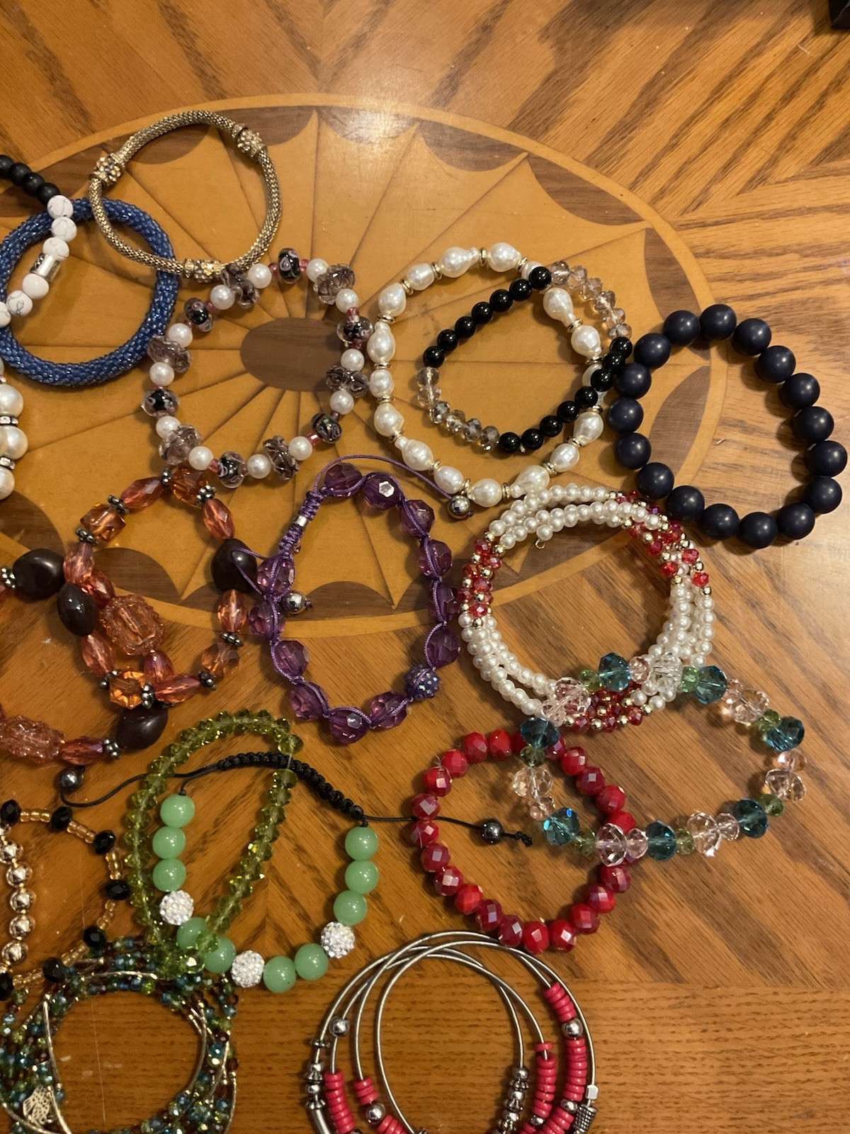 Lot of 38 Bracelets – Stretch Beaded, Wire Wrap, Multicolor, Mixed Materials
