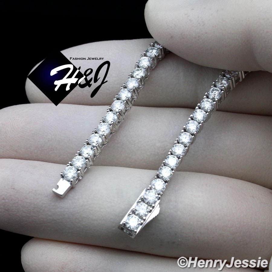 16″-24″MEN 925 STERLING SILVER 3MM MOISSANITE 1 ROW TENNIS CHAIN NECKLACE*MN24