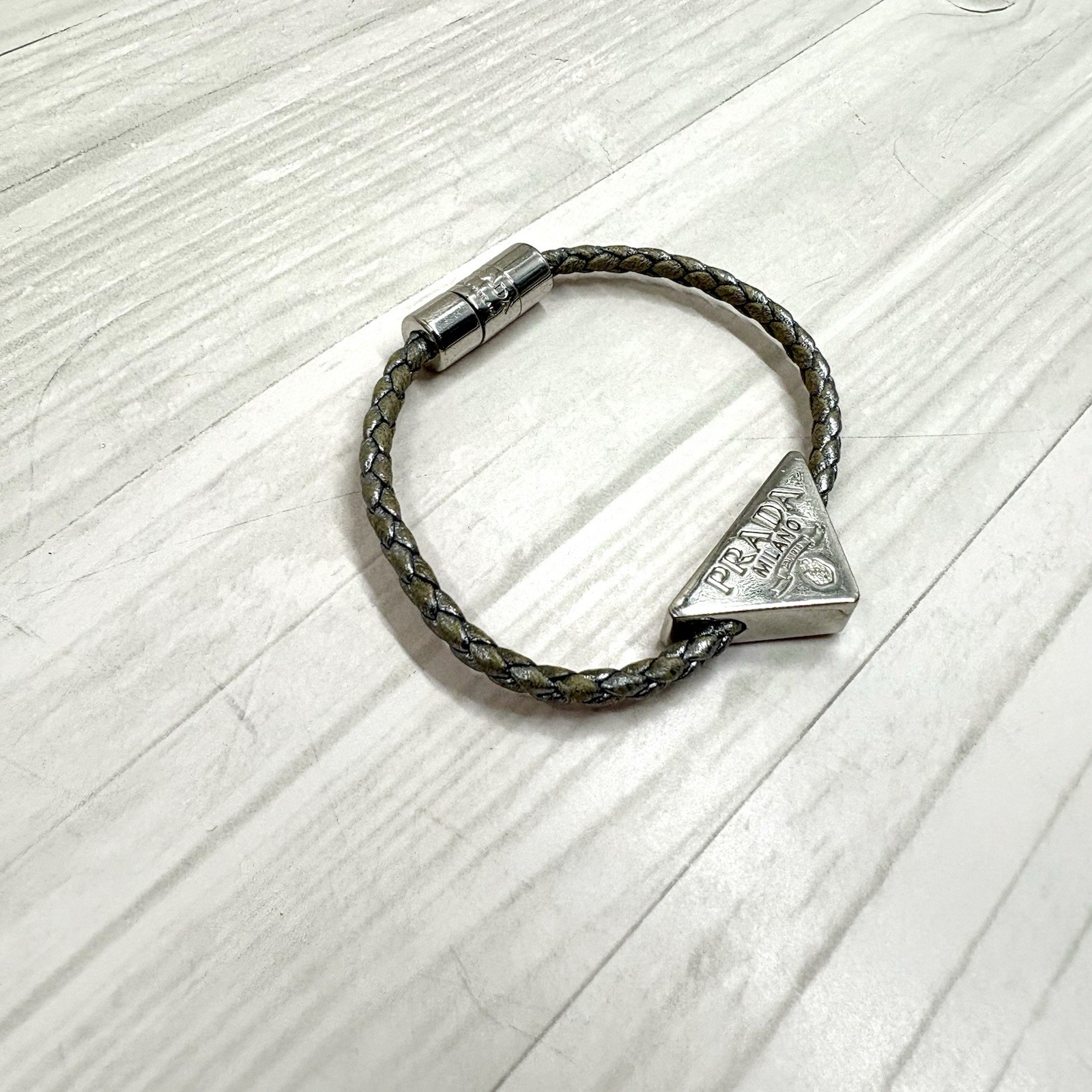Prada 1IB350 Nappa Leather Bracelet Triangle Logo Authentic