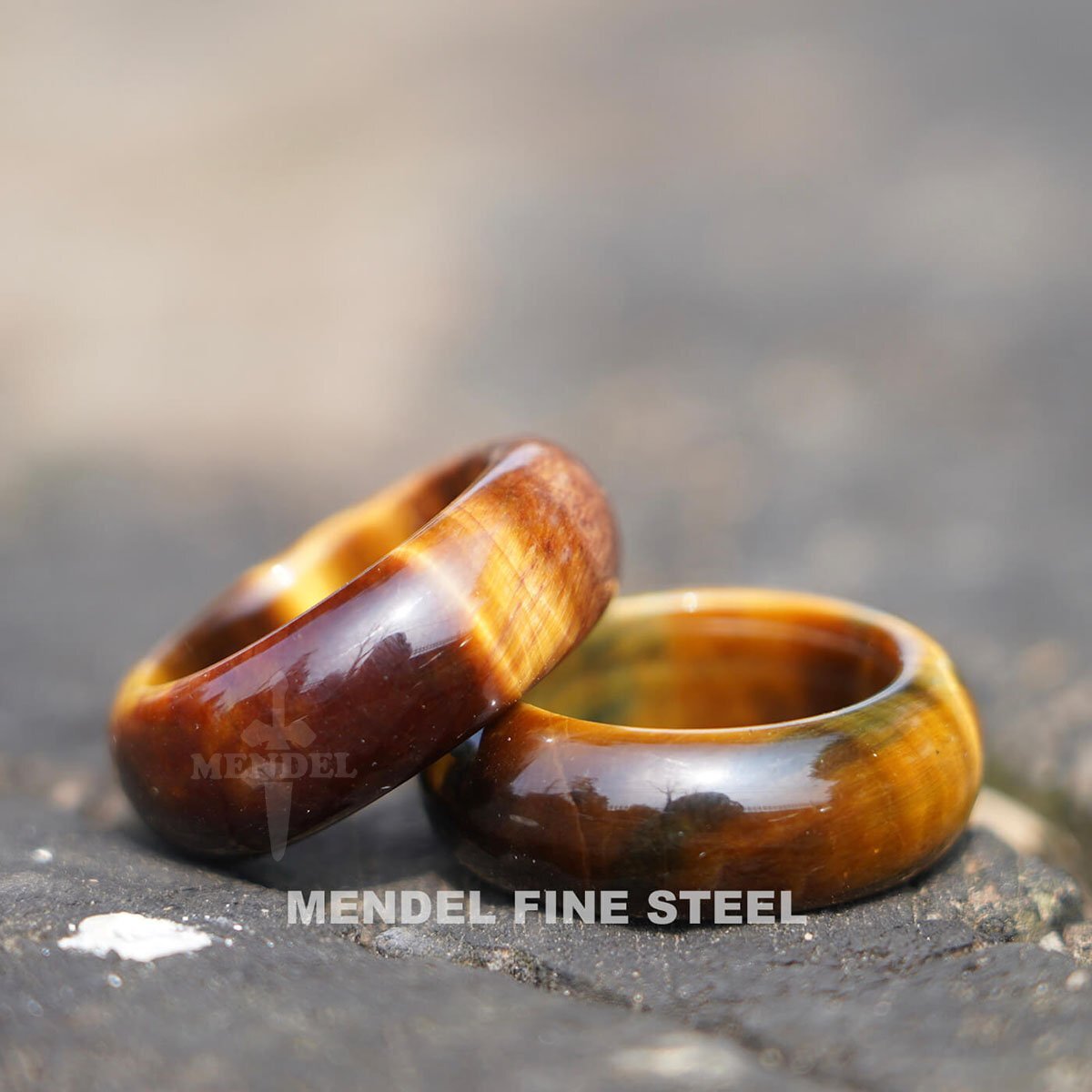 MENDEL Mens Gemstone Tiger Eye Stone Band Ring For Men Women Size 7 8 9 10 11 12
