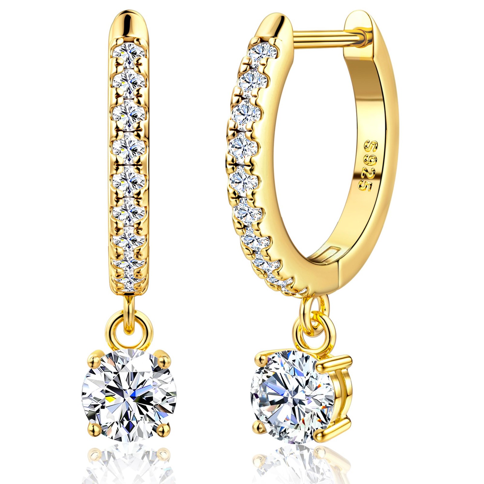 Moissanite Earrings, Sterling Silver Hoop Earring 1.0ct-2.0ct D Color Brillia…