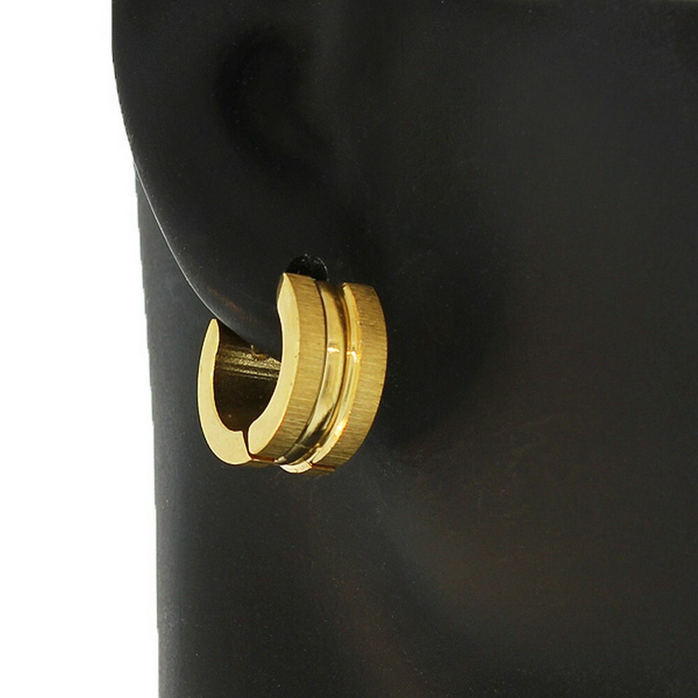 Stainless Steel Yellow Gold-Tone Hoop Huggie Earrings