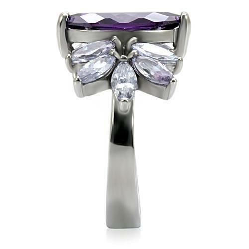 TK085 – High polished (no plating) Stainless Steel Ring with AAA Grade CZ in