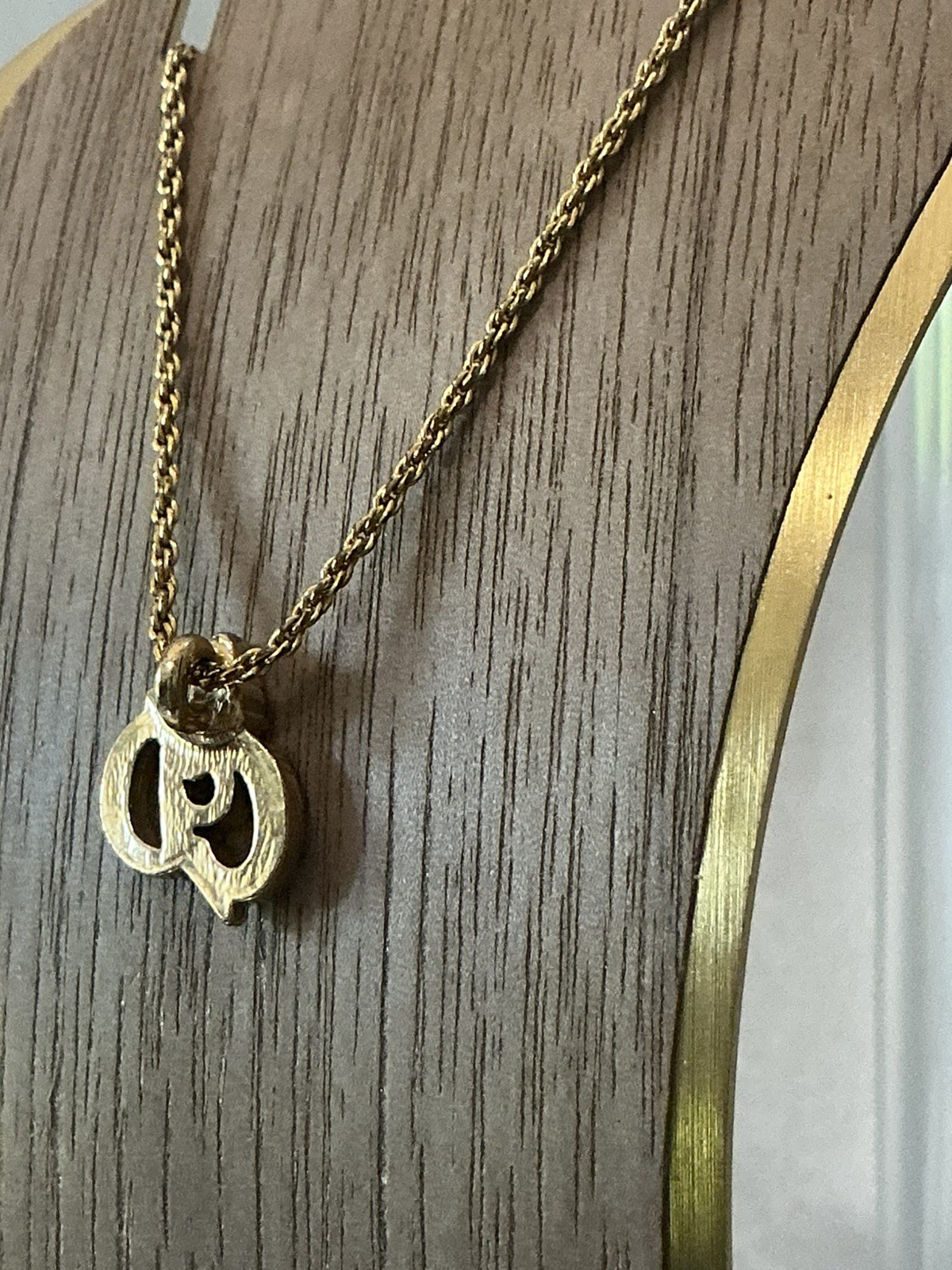 Authentic Dior CD Logo Rhinestone Necklace 17 in Preowned Good