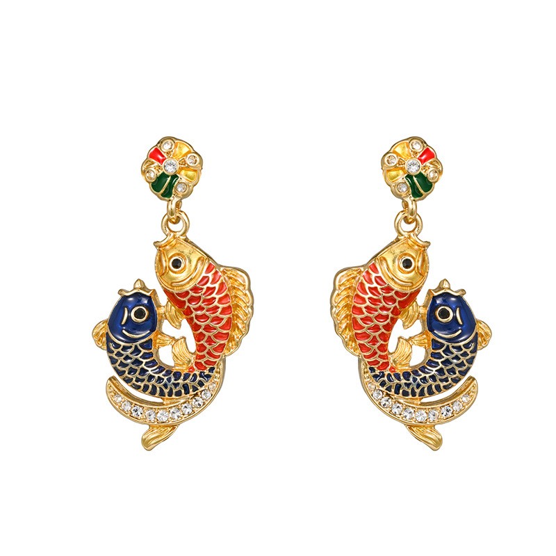 New Chinese Style Koi Fish Earrings Detailed Fashion Jewelry