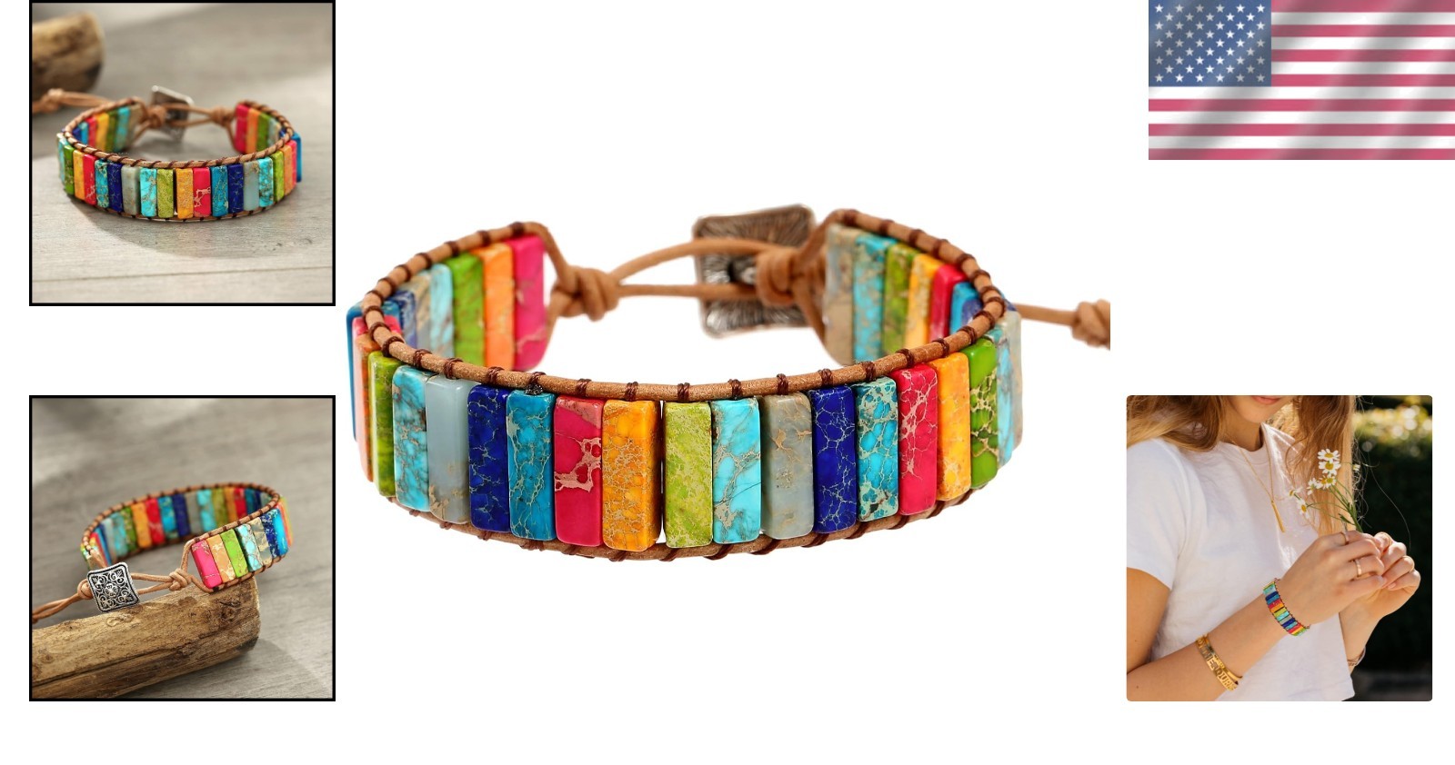 Handmade Boho Chakra Bracelet – Natural Stone & Crystal Wrap Jewelry