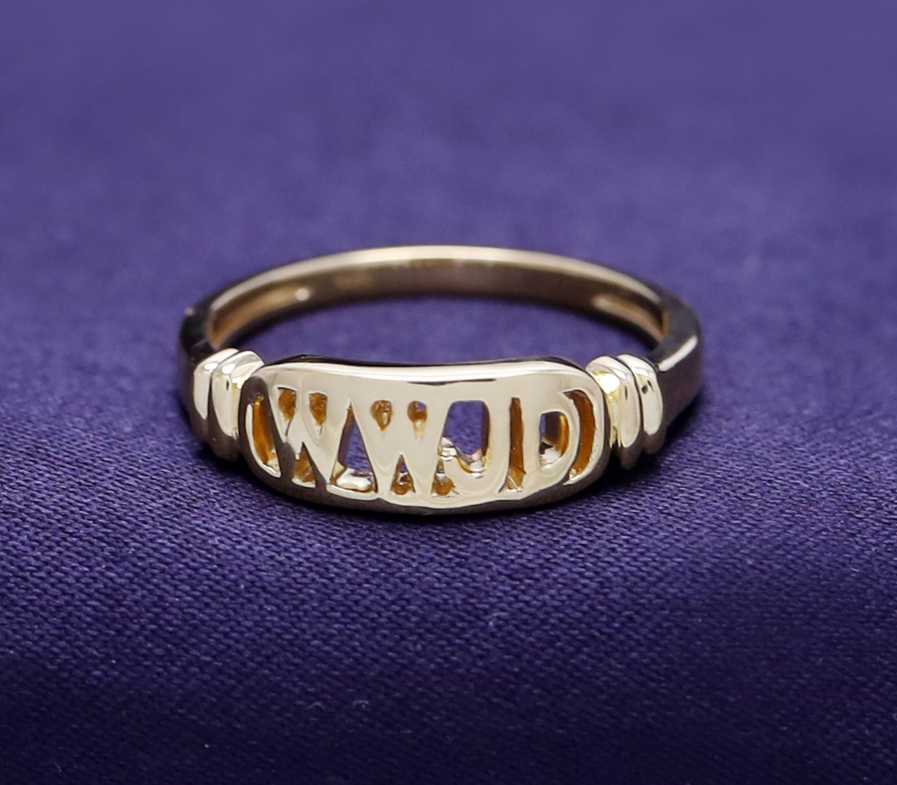 What Would Jesus Do “WWJD” Designer Ring 14k Yellow Gold Plated 925 Silver