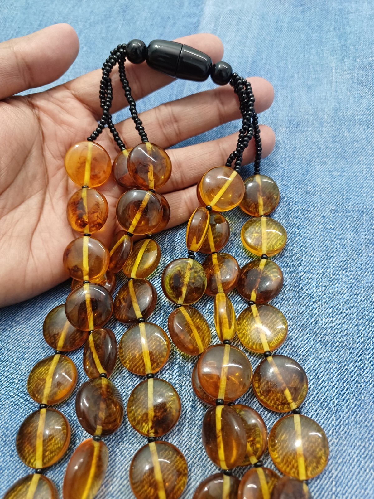 Tribal Tibetan Banjara Amber Look Boho Gypsy Necklace Belly Dancer Resin Beads