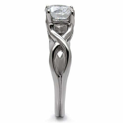 TK065 – High polished (no plating) Stainless Steel Ring with AAA Grade CZ in