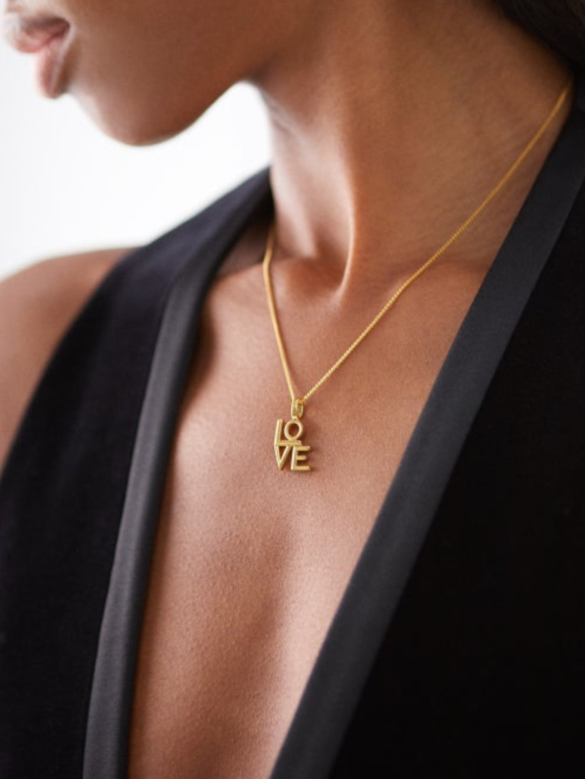 NIB Saint Laurent YSL LOVE Charm Antique Gold Brass Pendant Chain Necklace $650
