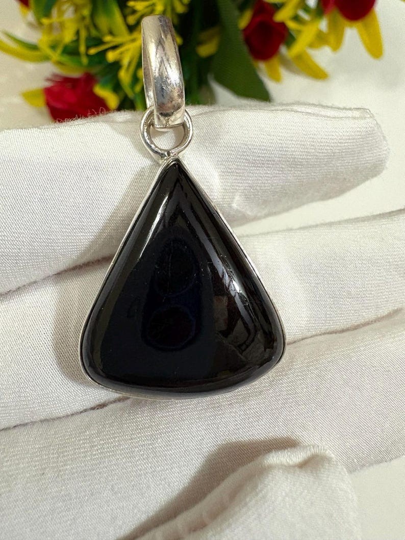 Natural Black Tourmaline Pendant 37.15Ct 925 Silver Crystal Jewelry