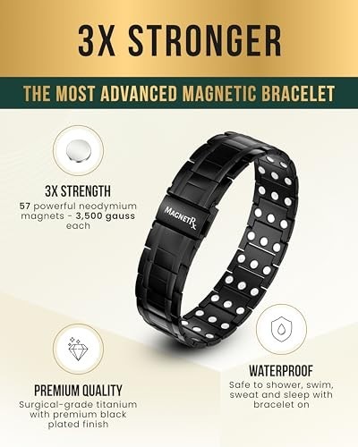 3X Strength Magnetic Bracelet for Men – Titanium Adjustable with Clasp & Gift Bo