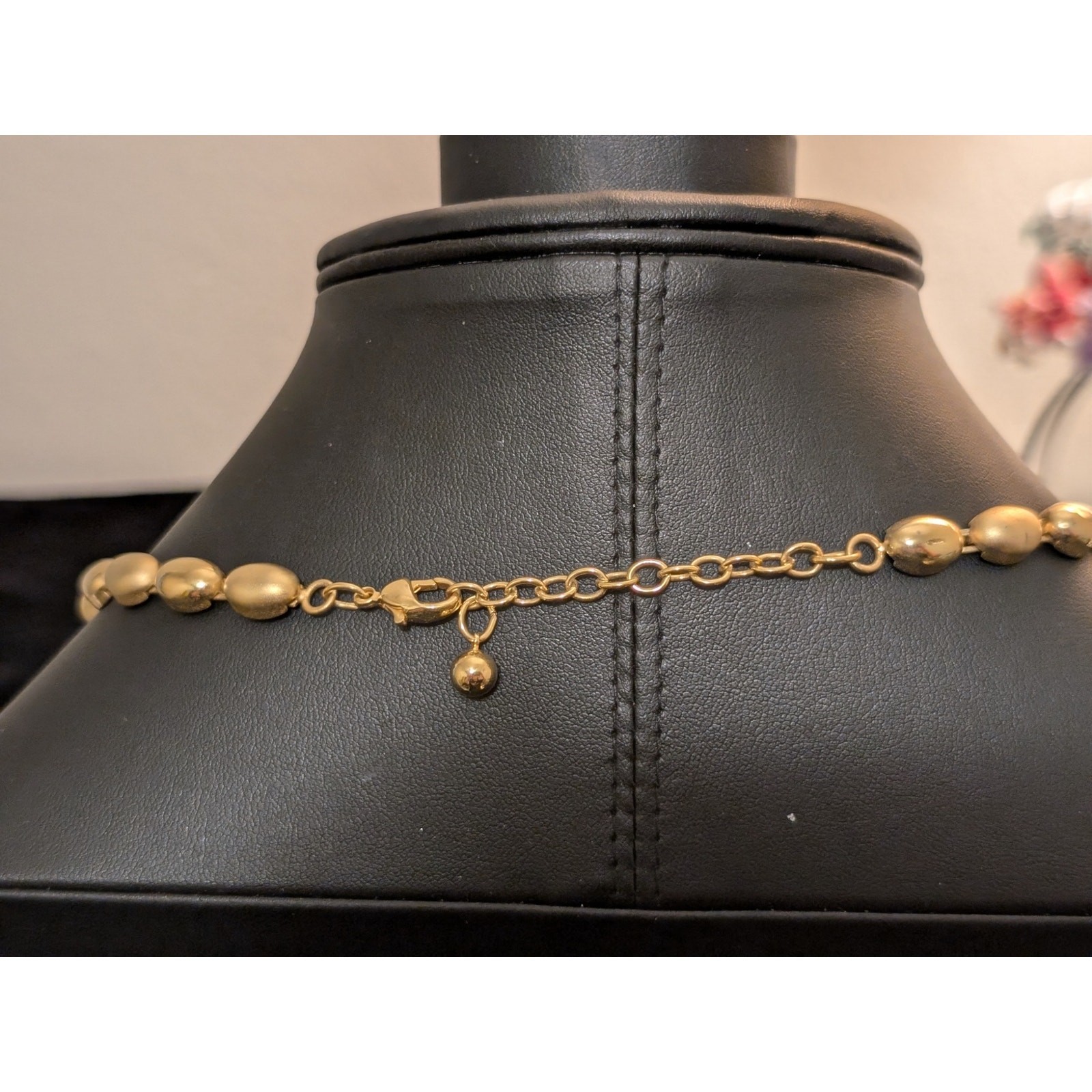 Satin & Polished Finish Gold Tone Beaded 18″-20.5″ Necklace
