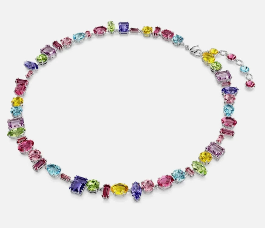 Swarovski Gema Necklace, Mixed Cuts, Multicolored, Rhodium Plated 5656397