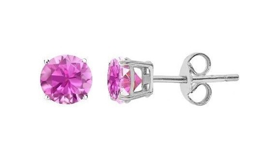 1 Ct Pink Simulated Diamond Women’s Stud Earrings Solid Silver 14k Gold Plated