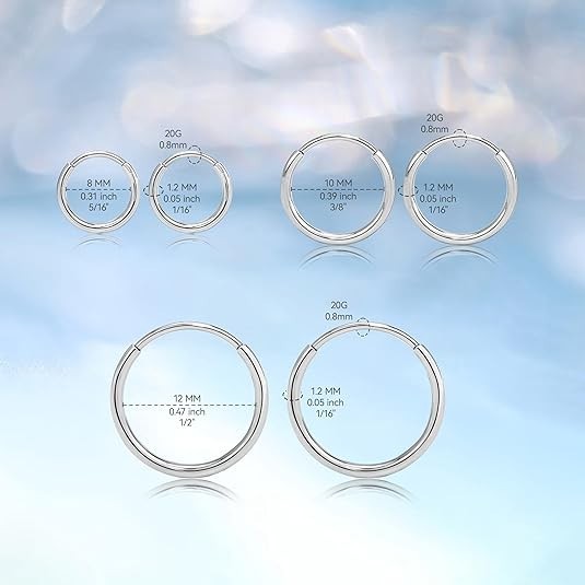 G23 Titanium Slim Huggie Hoop Earrings, Hypoallergenic F136 Implant Grade Pure T
