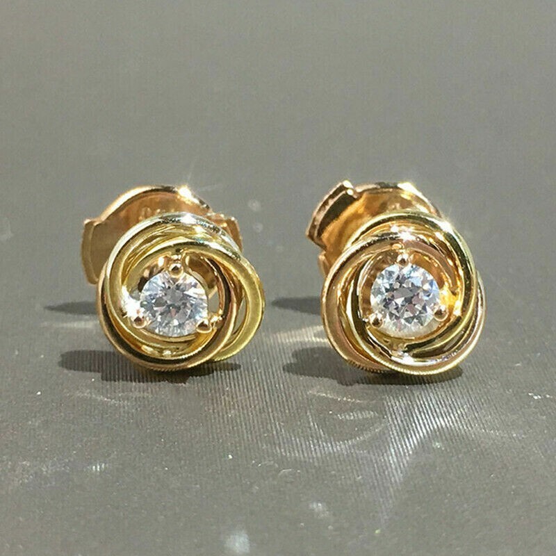 0.45 Ct Simulated Round Cut Diamond Woman’s Stud Earrings 14K Yellow Gold Plated