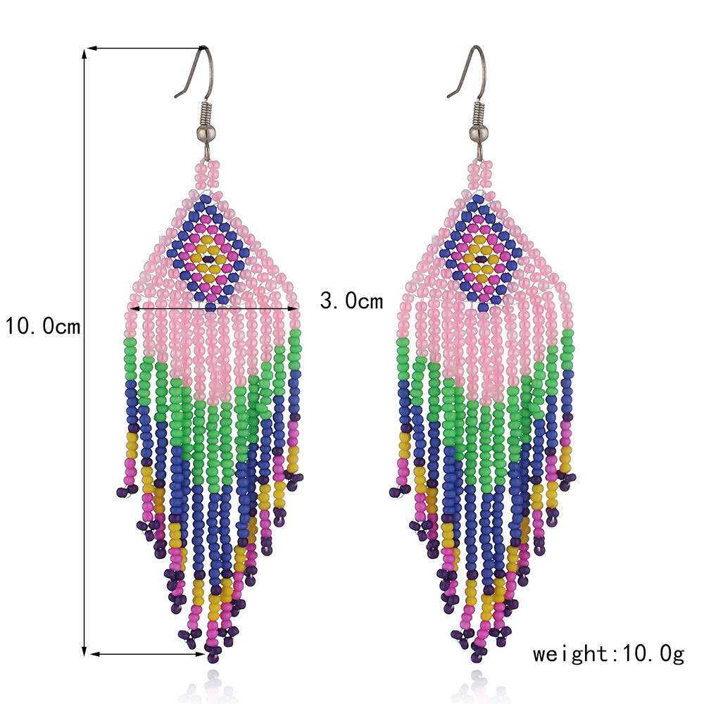 BOHO Seeds Beaded Earrings Fringe Tassel Bohemian Dangle Drop Handmade Jewelry