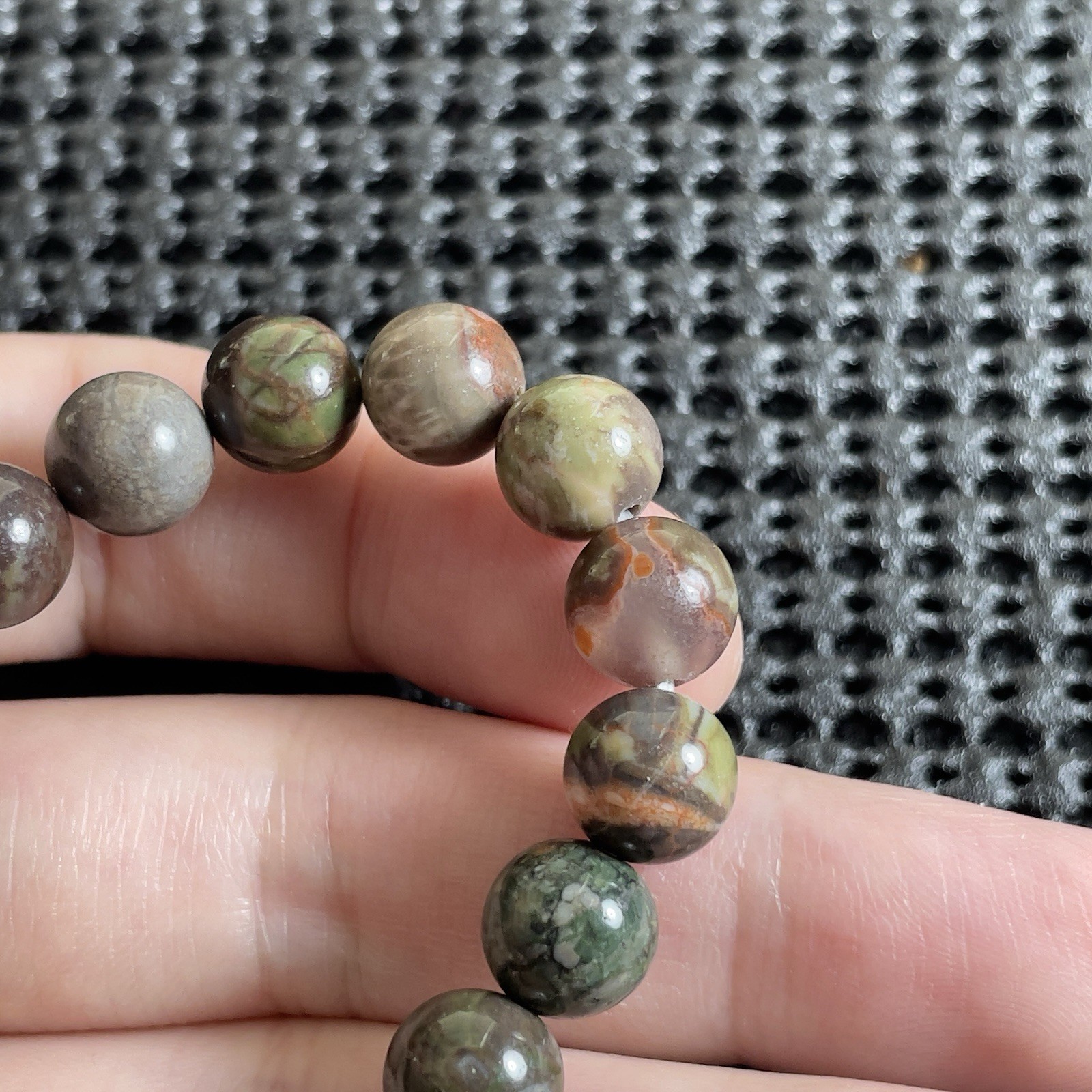8mm Rainforest Agate Natural Gemstone Bracelet Stretchy Minimalist Jewelry