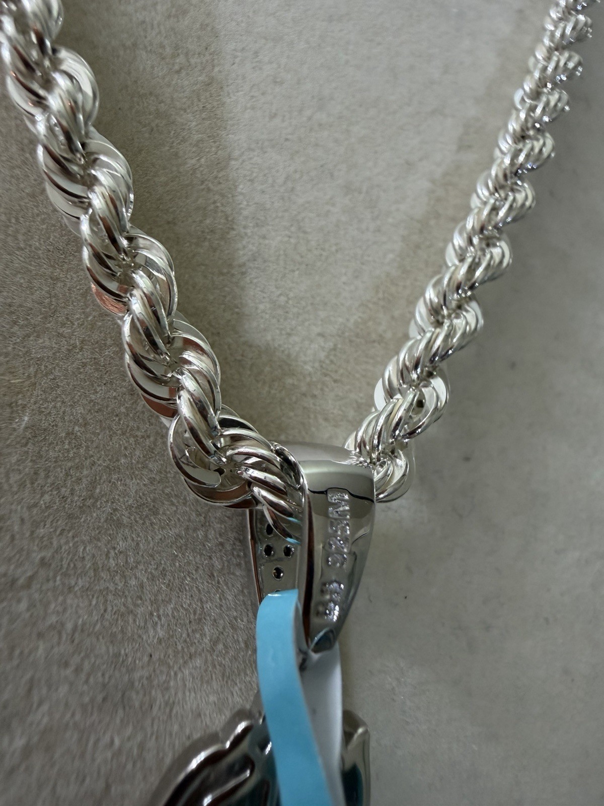 18 inch 4.5mm – 925 Sterling Silver Rope Chain & Moissanite Praying Hands