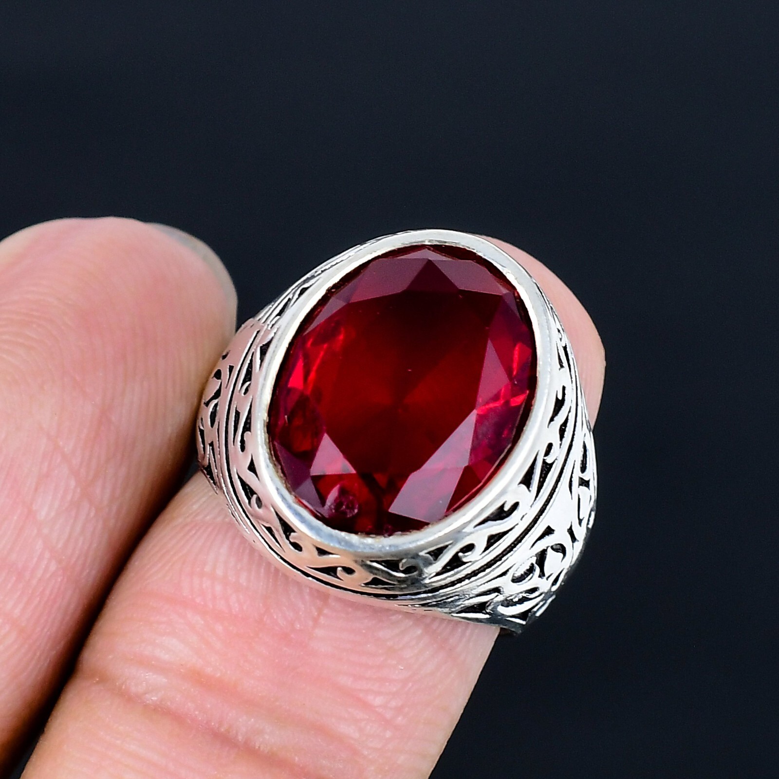 Mozambique Garnet Gemstone Ottoman Arabic Style Ring All Size Available LG-1134