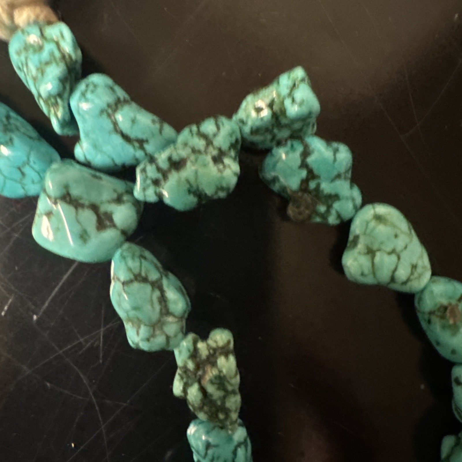 Block Turquoise Tie Back Necklace
