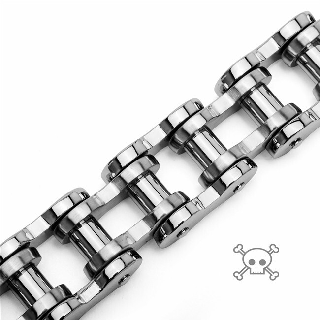 9 in X 18mm Stainless Steel Motorcycle Bike Chain Link Bracelet Gifts US Seller